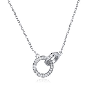 Colier argint cercuri intrepatrunse cu pietre DiAmanti Z1201N-DIA (Argint 925‰ 2,8 g.)
